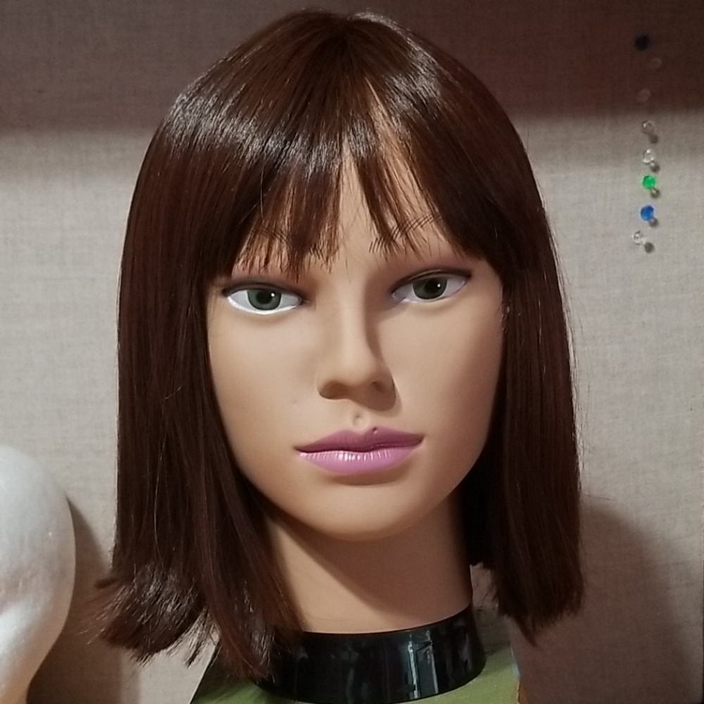 Free With $25 Purchase 12" Synthetic wig w/bangs  Chestnut brown
